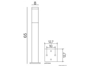 Miniaturka 3 - Oprawa INOX KWADRATOWA BLACK SS802-650 BL rysunek wymiarów