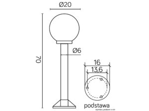 Miniaturka 3 - Rysunek wymiarowy oprawy KULE K 5002/3/K 200