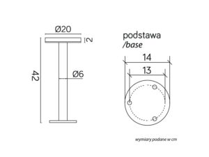 Miniaturka 3 - Oprawa stojąca RONDO II RO-420 rysunek wymiarów i podstawy