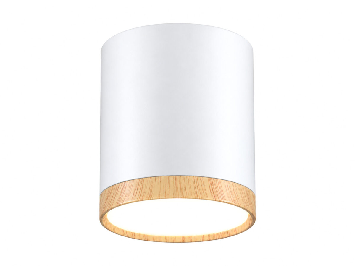 Oprawa sufitowa LED natynkowa 5 W 6,8 cm biała z dekorem drewna