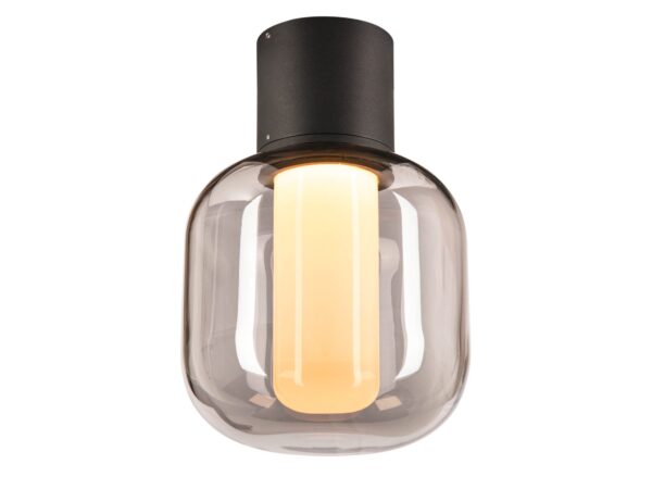 Antracytowa lampa sufitowa Ovalisk CL z owalnym szklanym kloszem
