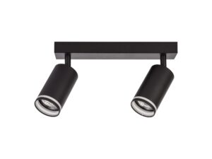 Miniaturka 9 - Czarna lampa sufitowa z dwoma cylindrycznymi reflektorami GU10 bez świecenia