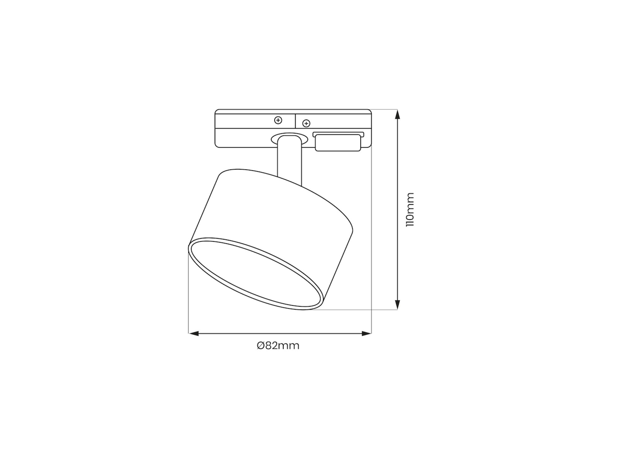 Schemat wymiarów oprawy GX53 o średnicy 8,2 cm