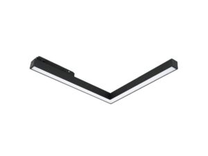 Miniaturka 6 - Narożna czarna oprawa szynowa magnetyczna LED 24 W z dyfuzorem na białym tle