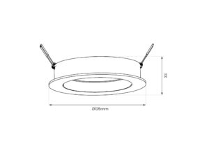 Miniaturka 7 - Rysunek wymiarowy oprawy wpuszczanej AR111 GU10 średnica 135 mm