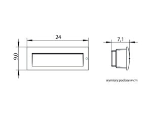Miniaturka 5 - Oprawa MUR LED M2400 – wymiary 24 × 9 × 7,1 cm