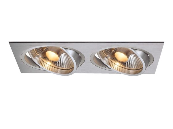 Oprawa sufitowa wpuszczana New Tria 2 aluminium szczotkowane, dwa reflektory GU10