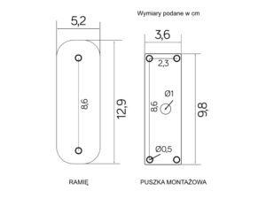 Miniaturka 3 - Schemat techniczny INOX KWADRATOWA BLACK SS802-A BL