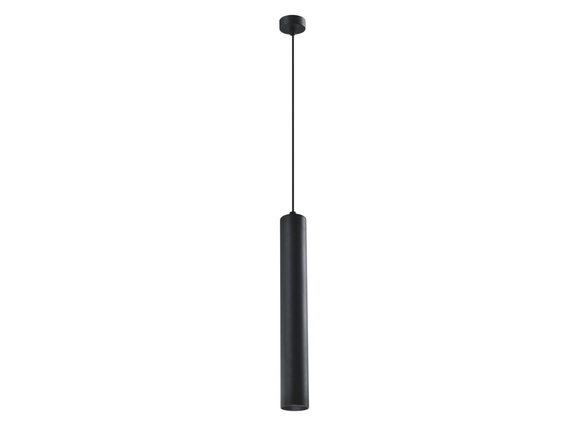 Czarna lampa Oretia 40 cm smukły cylindryczny klosz