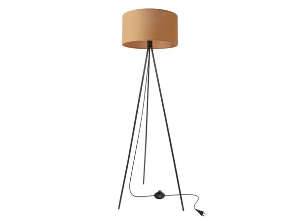 Lampa podłogowa Orotela z czarną podstawą i brzoskwiniowym abażurem