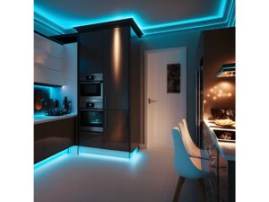 Miniaturka 5 - Taśma LED RGB oświetlająca sufit i meble kuchenne na niebiesko