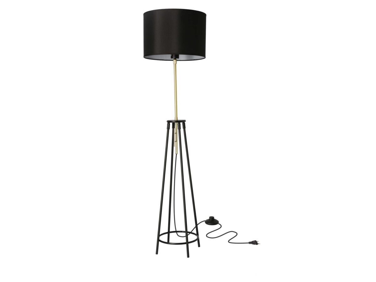 Lampa podłogowa Palemena czarno-złota z abażurem E27