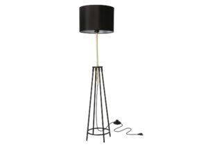 Miniaturka 4 - Lampa podłogowa Palemena czarna ze złotym ramieniem i abażurem na trójnogu