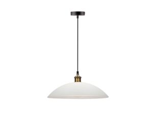 Miniaturka 2 - Lampa wisząca Paletano, biały klosz i miedziany detal przy czarnej podsufitce