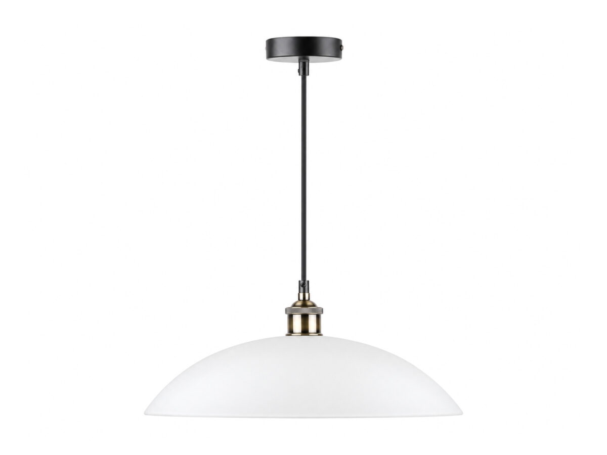 Lampa wisząca Paletano biała, szklany klosz 40 cm, E27