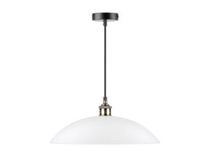 Miniaturka 6 - Lampa wisząca Paletano z białym szklanym kloszem i czarną podsufitką, wykończenie patynowane