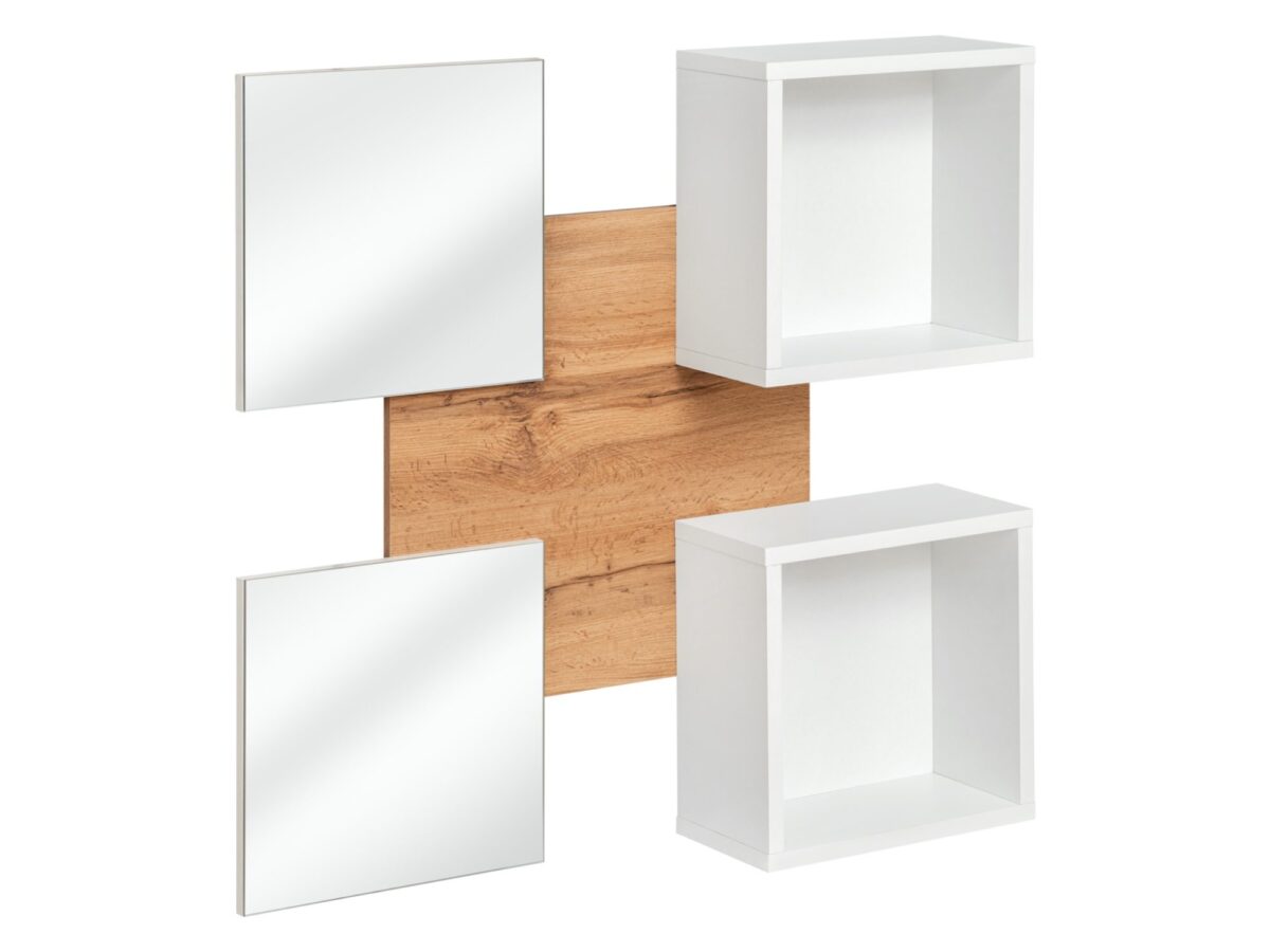Panel ścienny z 2 lustrami i 2 półkami Elyvero 100 cm