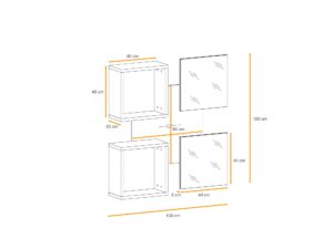 Miniaturka 5 - Wymiary panelu z 2 lustrami Elyvero 100 cm