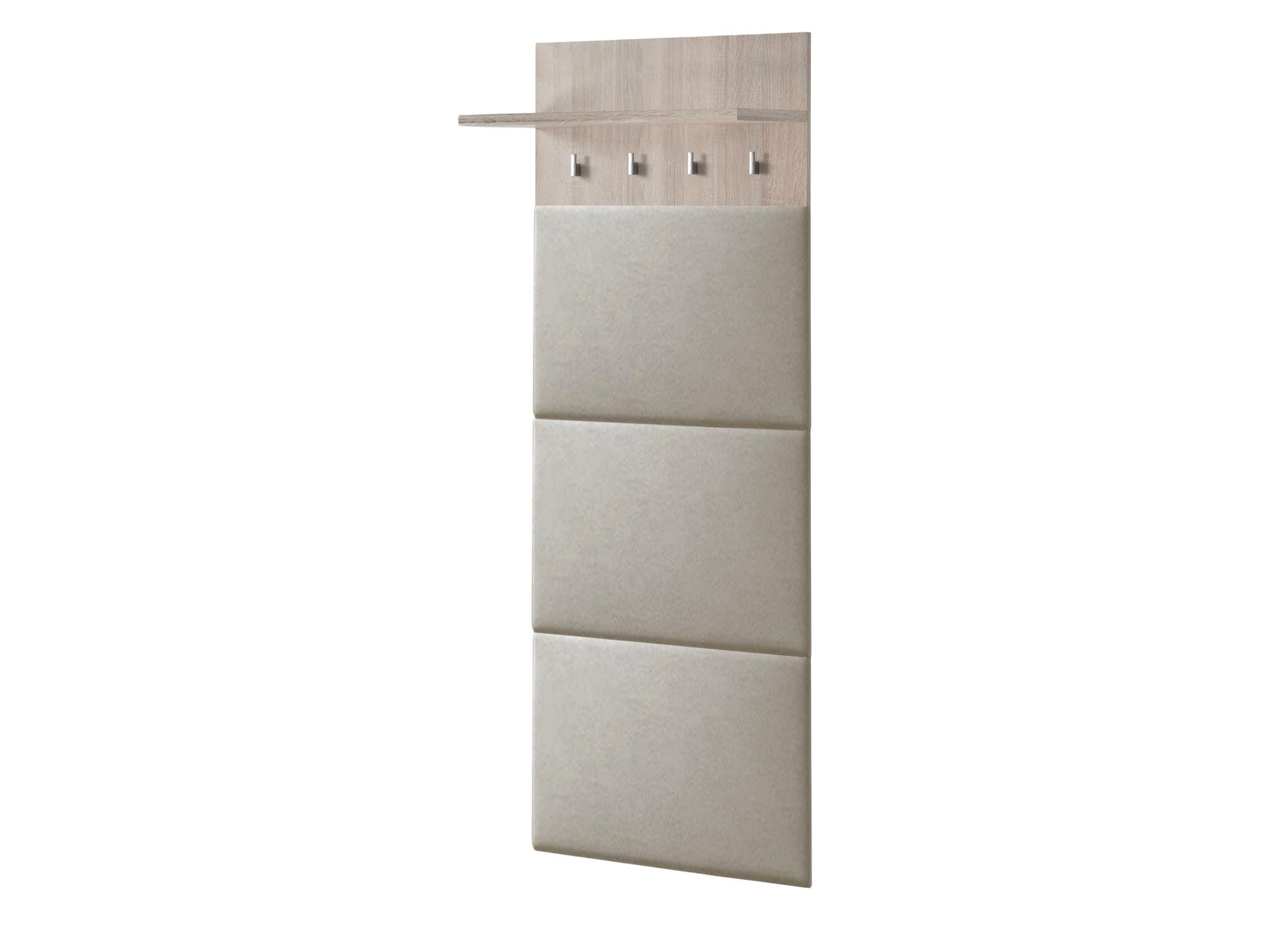 Panel tapicerowany z półką i wieszakami Arvello 60 cm dąb Sonoma beżowy welur