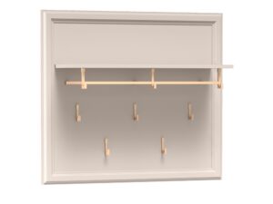 Miniaturka 1 - Panel ścienny Velvara – ukośne ujęcie półki, drążka i metalowych wieszaków