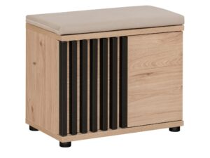 Miniaturka 5 - Szafka na buty z siedziskiem Pedrivo 60 cm Hickory Jackson czarne lamele