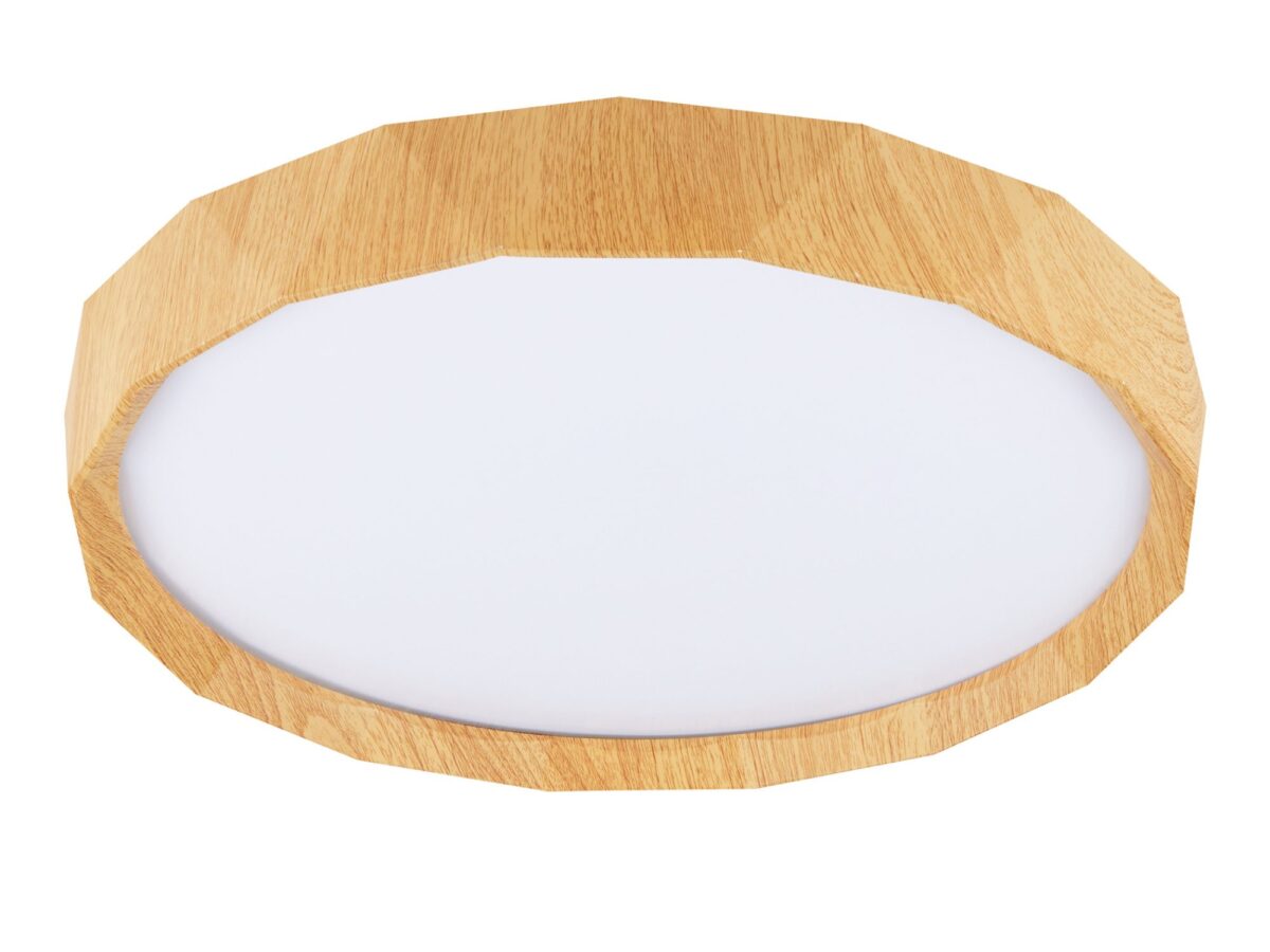Plafon LED Pelimora biały z dekorem drewna 38,5 cm