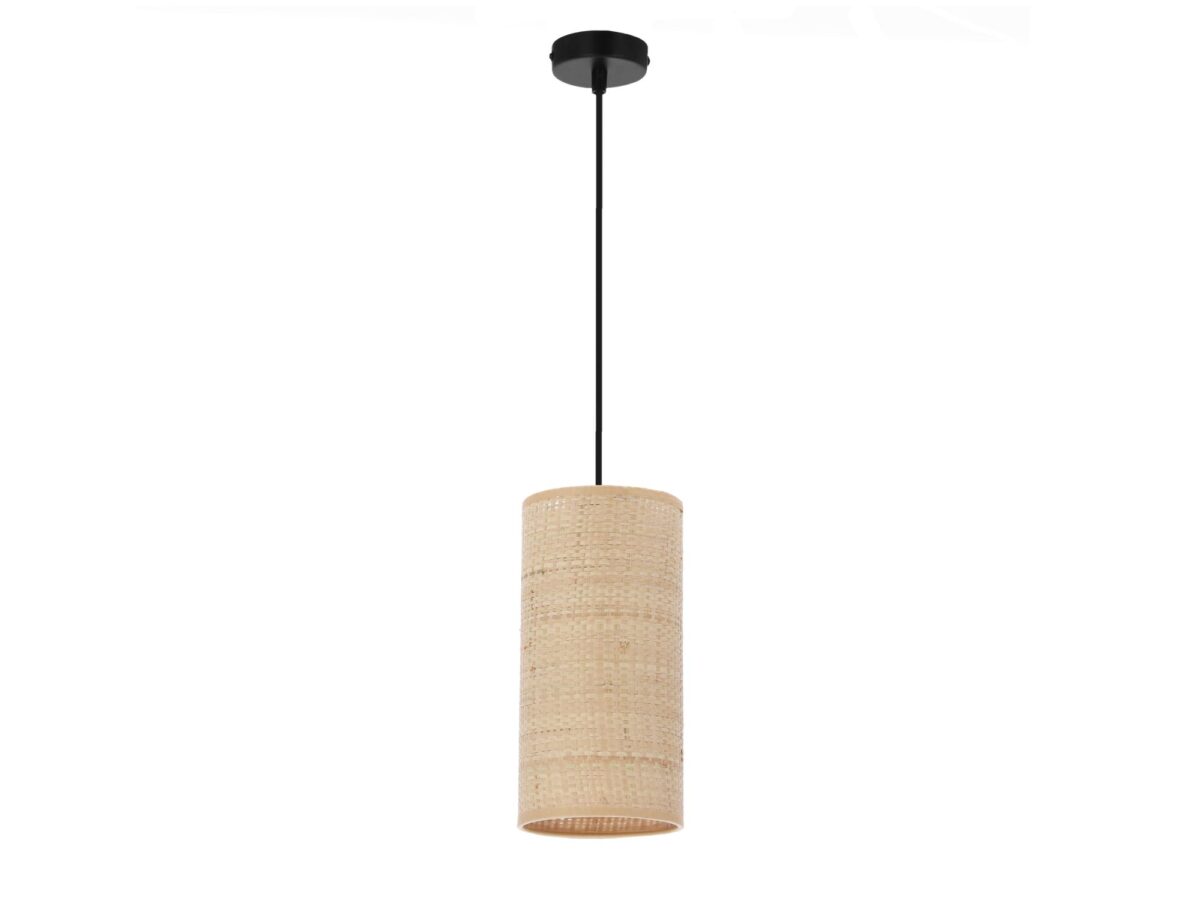 Lampa wisząca Peravina z beżowym abażurem rattanowym