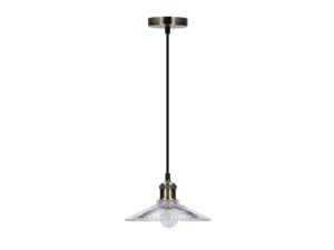 Miniaturka 3 - Lampa wisząca Perela ze szklanym ryflowanym kloszem i wykończeniem patyna na białym tle