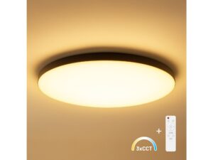 Miniaturka 4 - Okrągły czarny plafon LED Alivia 75 cm w aranżacji