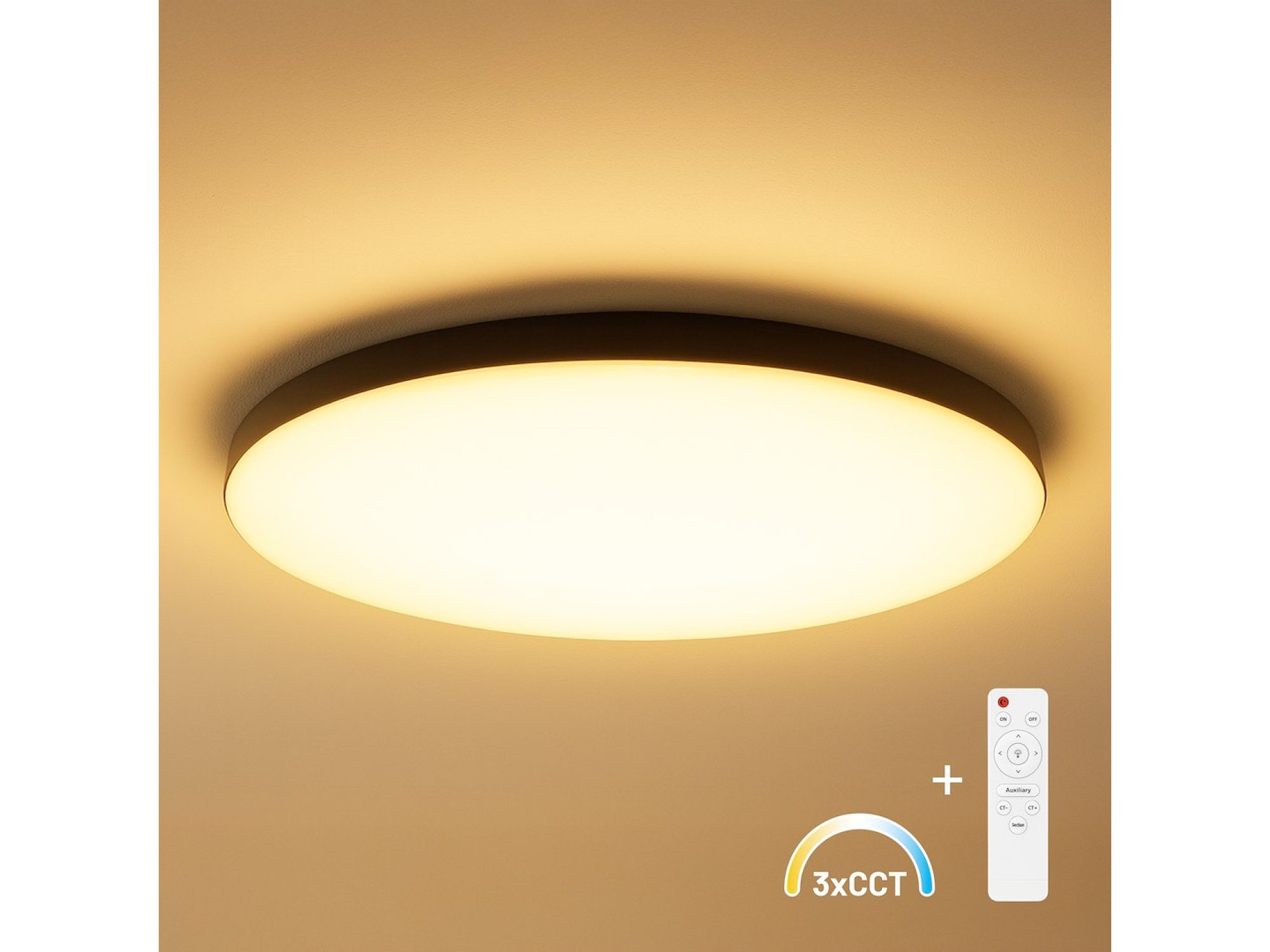 Aranżacja wnętrza z czarnym plafonem Alivia LED 75 cm