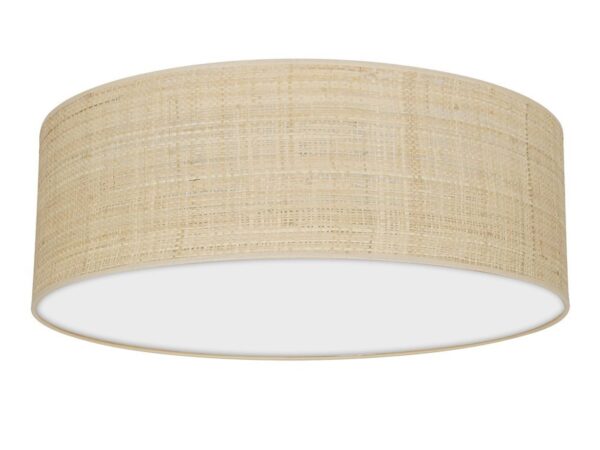 Plafon Amolia 50 cm biały z naturalnym rattanowym abażurem, cały produkt na białym tle