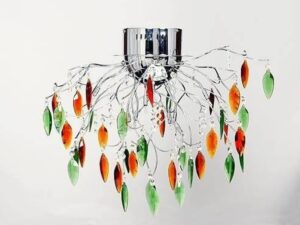 Miniaturka 1 - Plafon Amolino chromowany z dekoracyjnymi kolorowymi liśćmi na metalowych gałązkach
