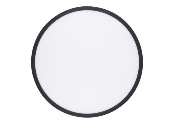 Czarny plafon Aqua 40 cm z okrągłym kloszem LED na białym tle