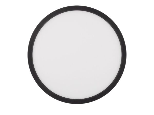 Plafon Aqua LED 30 cm, czarna obwódka i biały okrągły klosz na białym tle