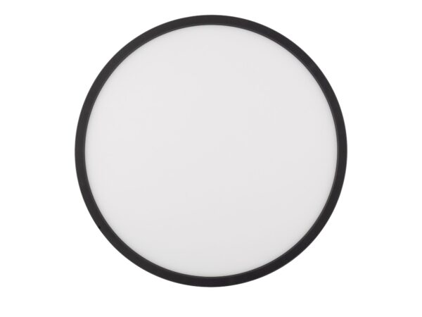 Czarny okrągły plafon Aqua LED 50 cm na białym tle