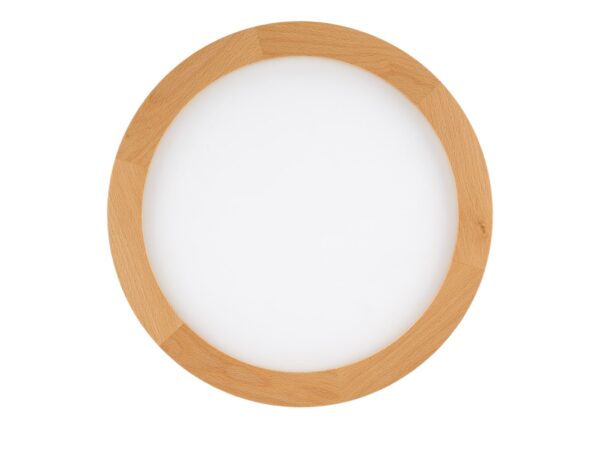 Plafon Aqua Wood buk 24 W z jasnym okrągłym kloszem i drewnianą obwódką