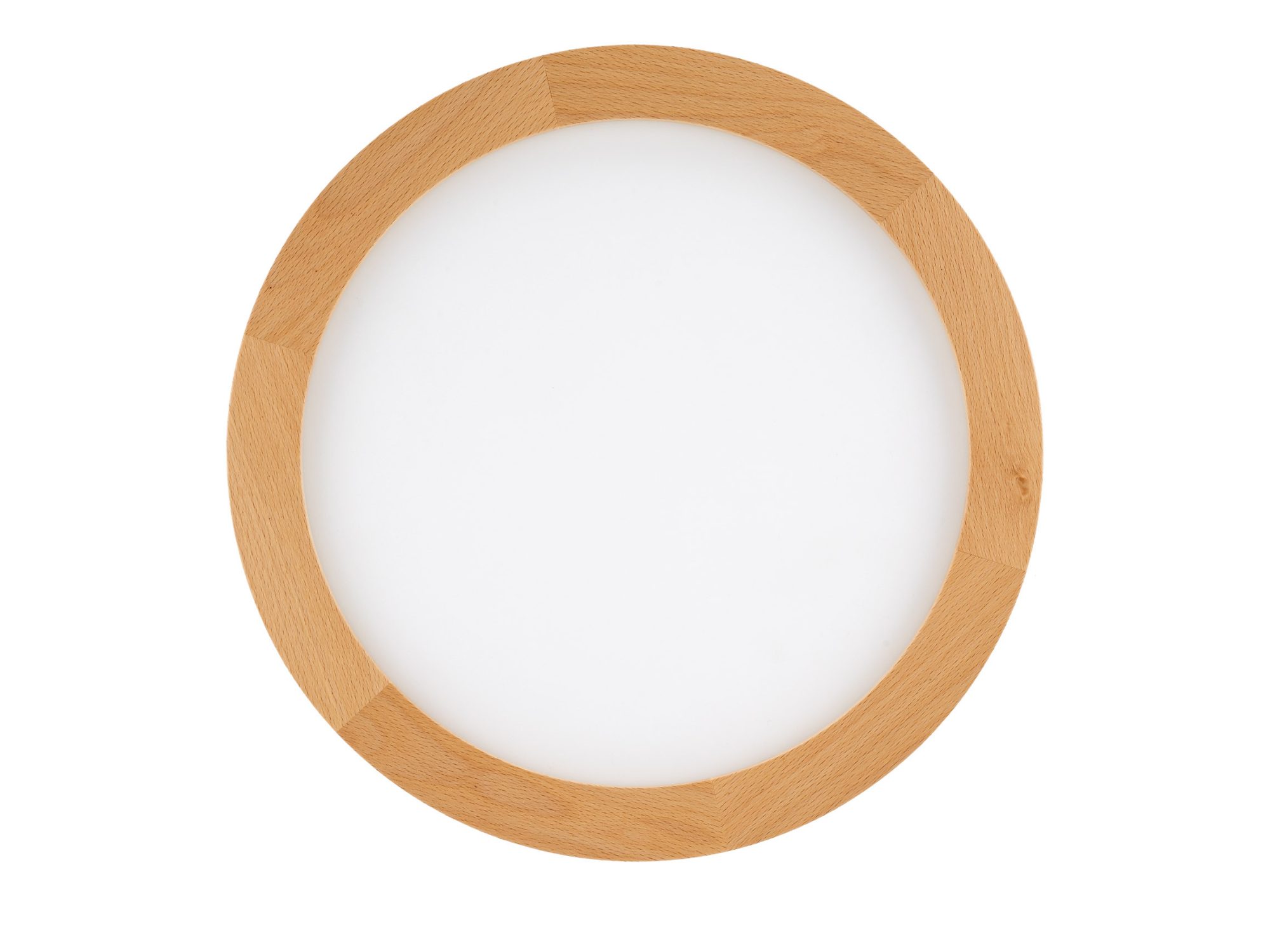 Plafon Aqua Wood buk 24 W z jasnym okrągłym kloszem i drewnianą obwódką