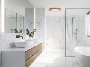 Miniaturka 1 - Okrągły plafon Aqua Wood 36 W z dekoracyjnym obrzeżem w aranżacji wnętrza