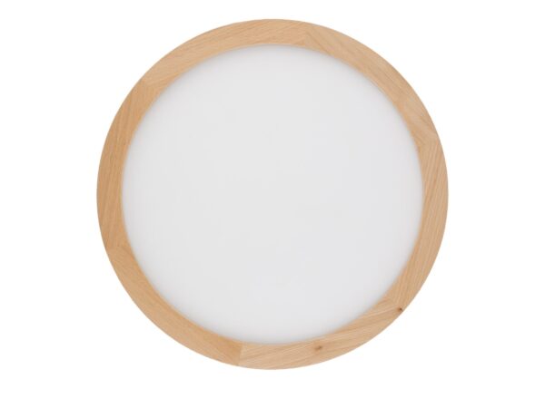 Plafon Aqua Wood buk 36 W z jasnym okrągłym kloszem na białym tle