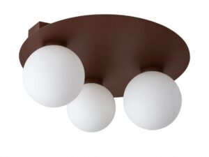 Miniaturka 3 - Plafon Argon 3 koło w czekoladowym brązie z białymi szklanymi kulami