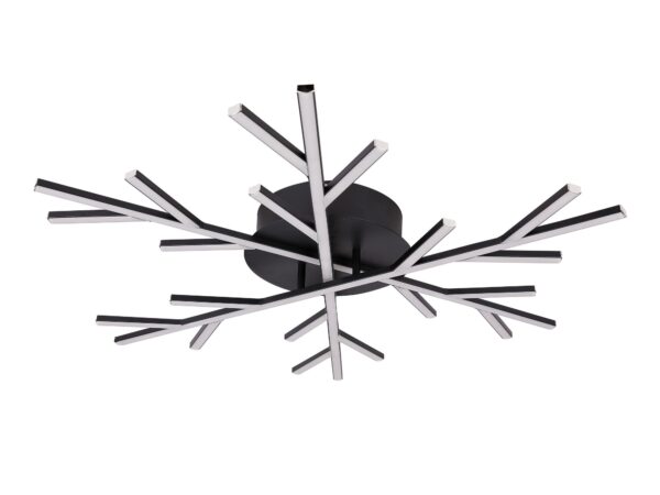 Plafon Avalino czarny LED – geometryczne rozgałęzione ramiona na białym tle