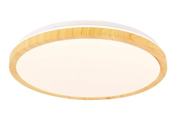 Plafon LED Avimena 24 W biały z jasną obręczą drewnopodobną