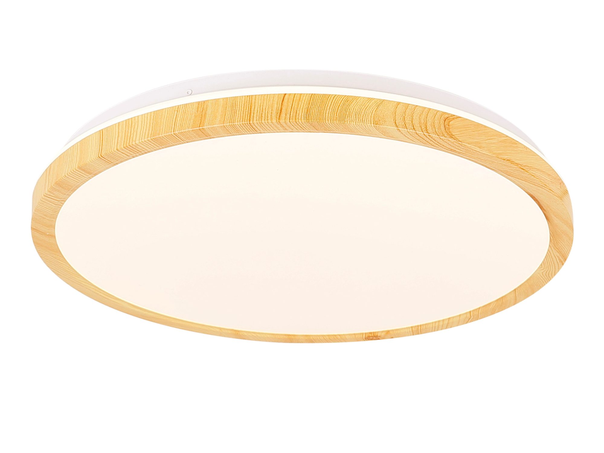 Plafon LED Avimena 24 W biały z jasną obręczą drewnopodobną