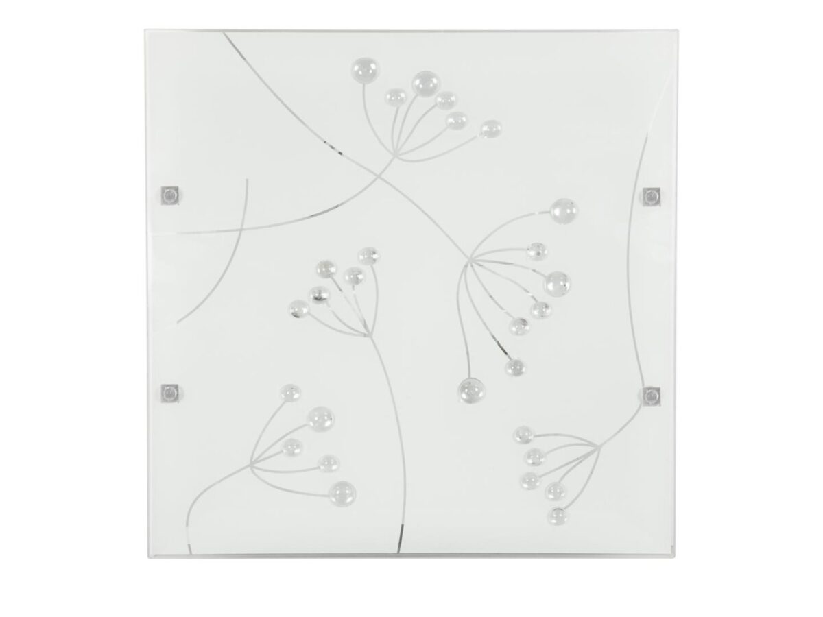 Plafon Balovo 40 × 40 cm biały z kryształkami