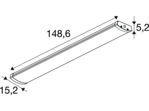 Miniaturka 2 - Plafon Batten Flat P biały – rysunek wymiarowy 148,6 × 15,2 × 5,2 cm
