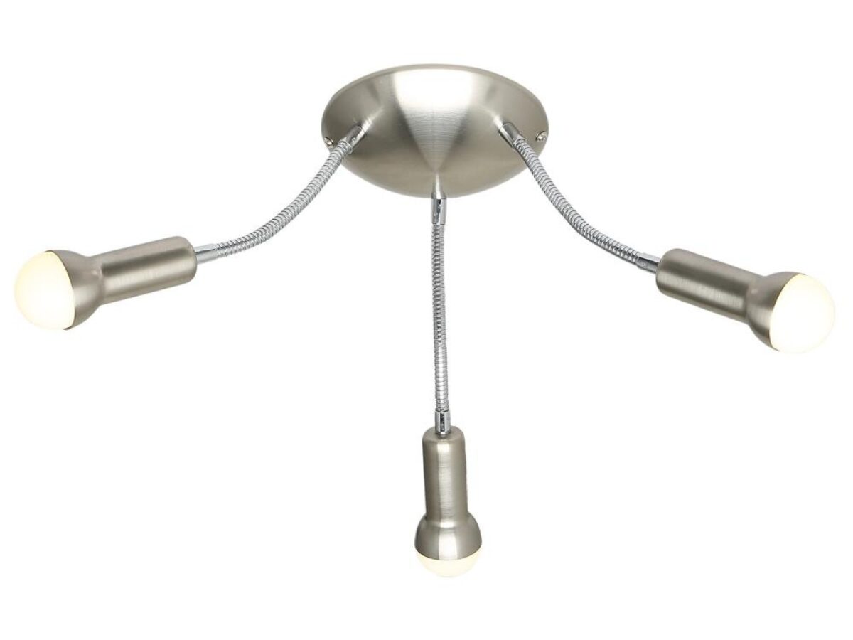 Plafon Caliseta 44 cm z 3 elastycznymi ramionami nikiel satynowy