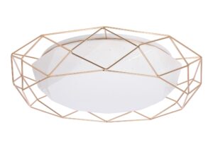 Miniaturka 3 - Złoty plafon Caliveta 4000 K z geometryczną obręczą wokół białego klosza