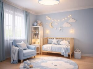 Miniaturka 5 - Pastelowo niebieski plafon Cloud Mini w aranżacji pokoju