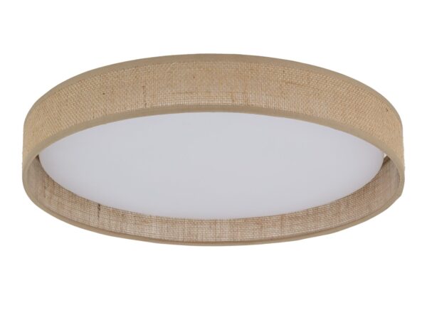 Plafon Demi LED z abażurem w odcieniu juty na białym tle