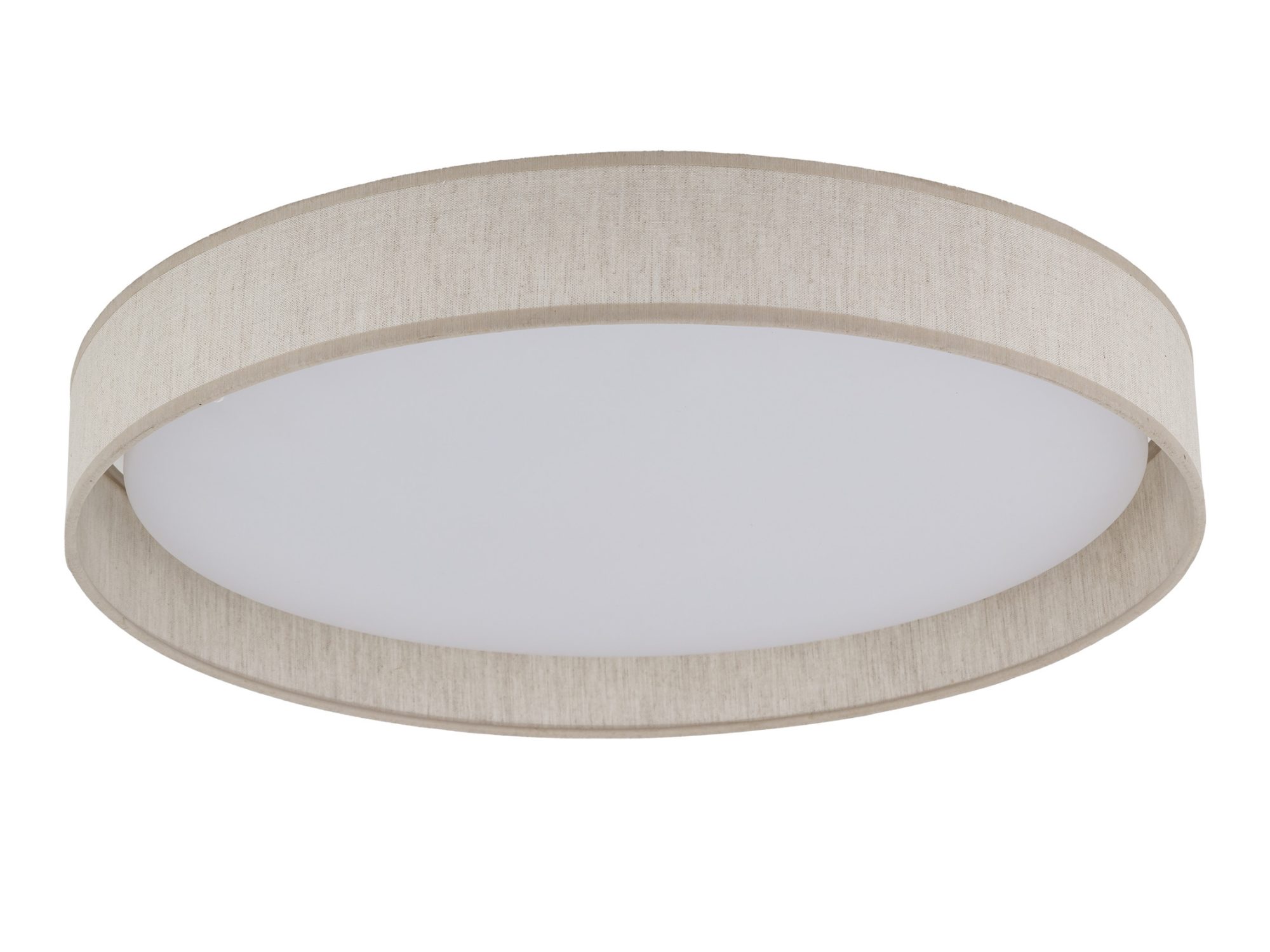 Plafon Demi LED z lnianym wykończeniem i białą konstrukcją